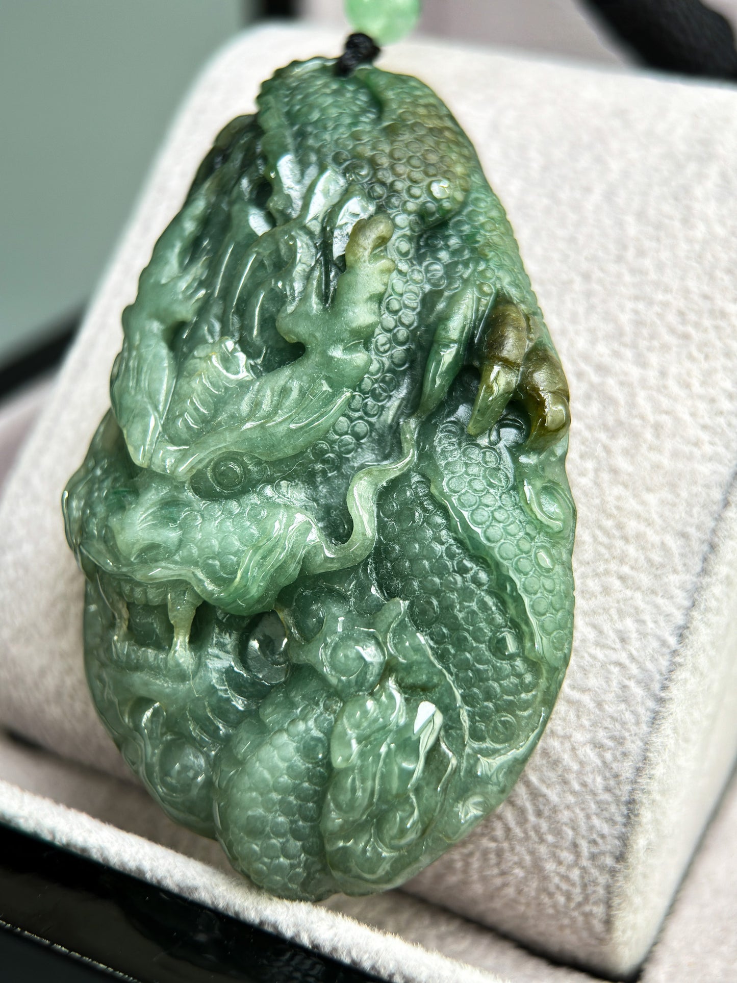Genuine Jadeite Jade Dragon Pendant Necklace