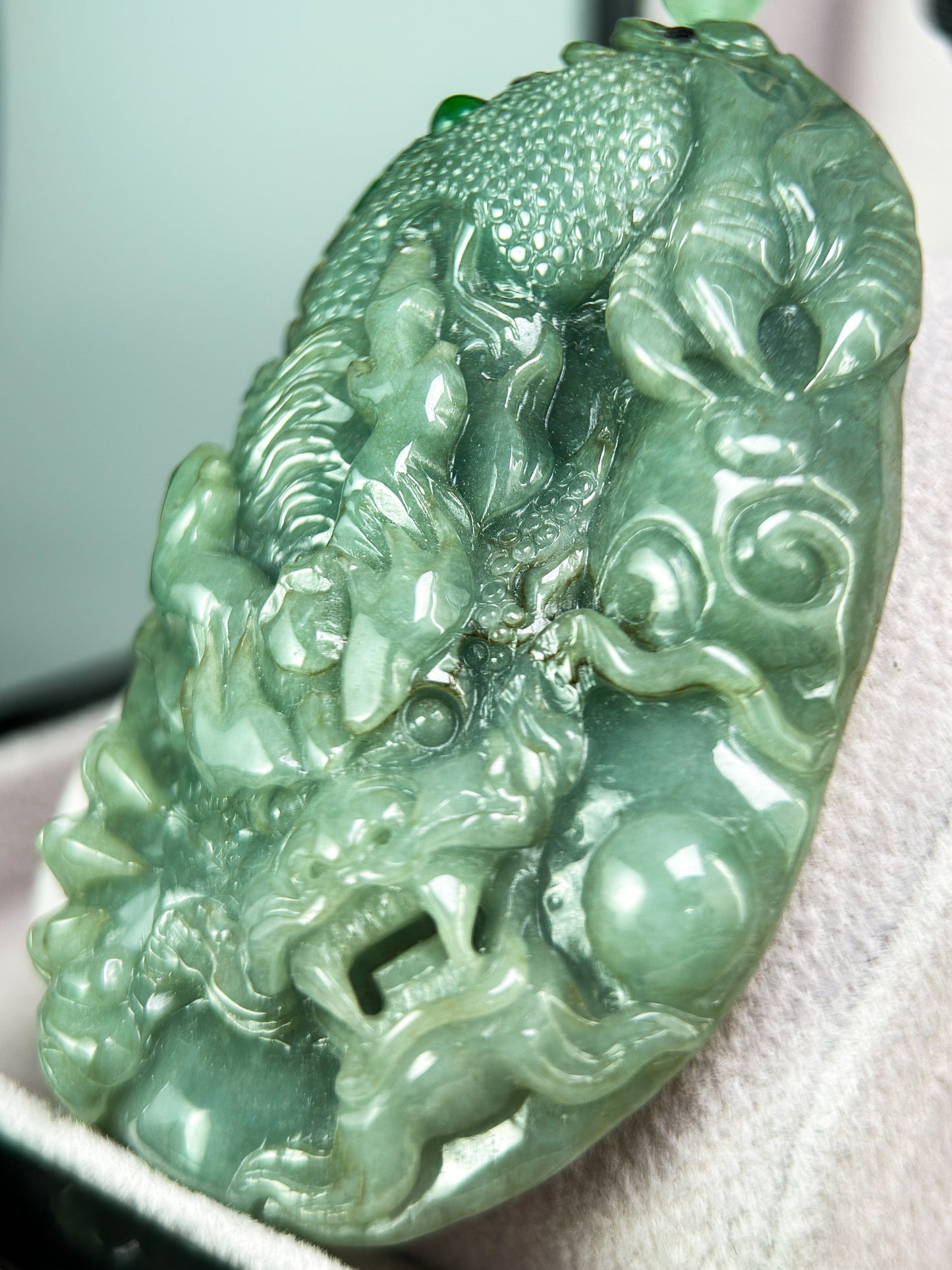 Genuine Jadeite Jade Green Dragon Pendant Necklace