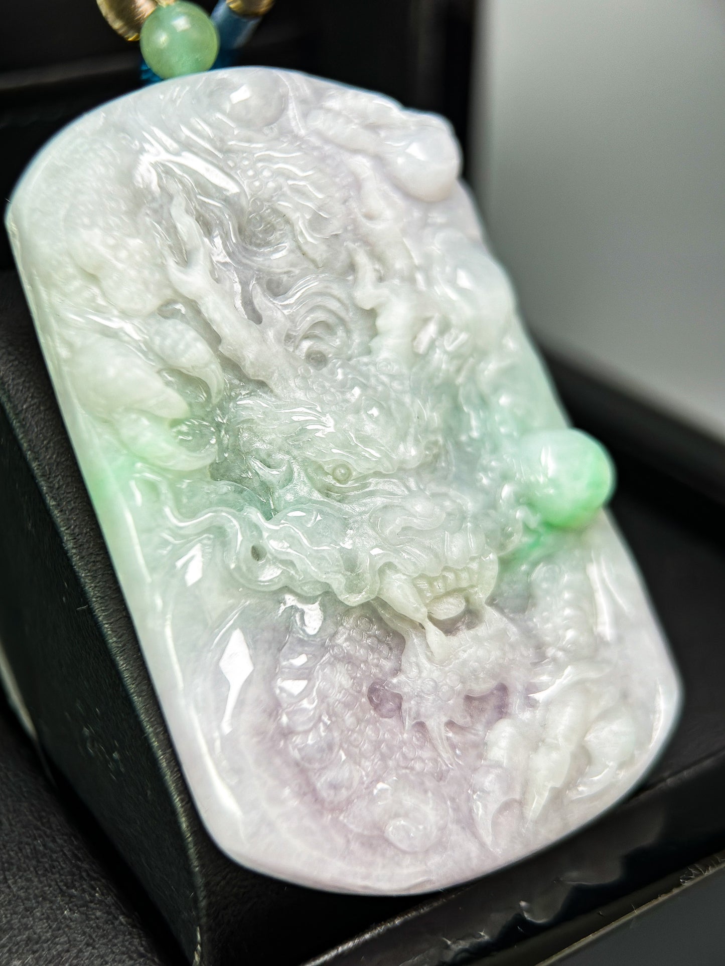 GENUINE JADEITE JADE SPRING DRAGON PENDANT NECKLACE