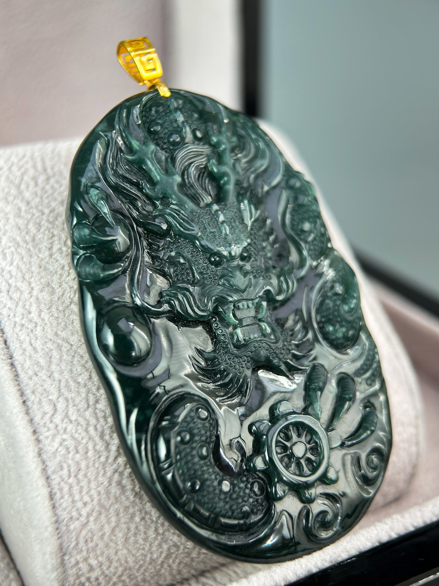 Genuine Jadeite Jade Dragon Pendant Necklace
