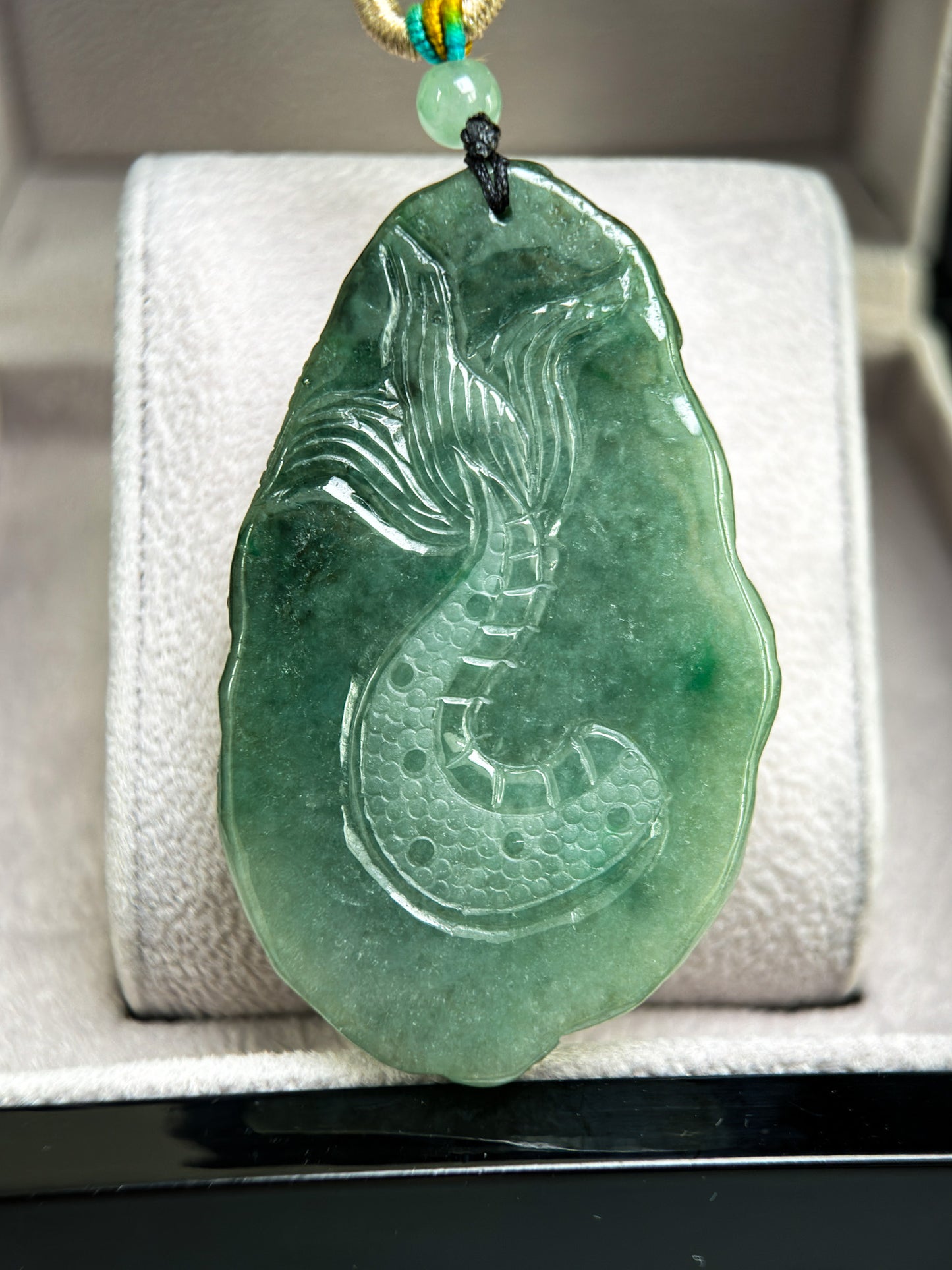 Genuine Jadeite Jade Dragon Pendant Necklace