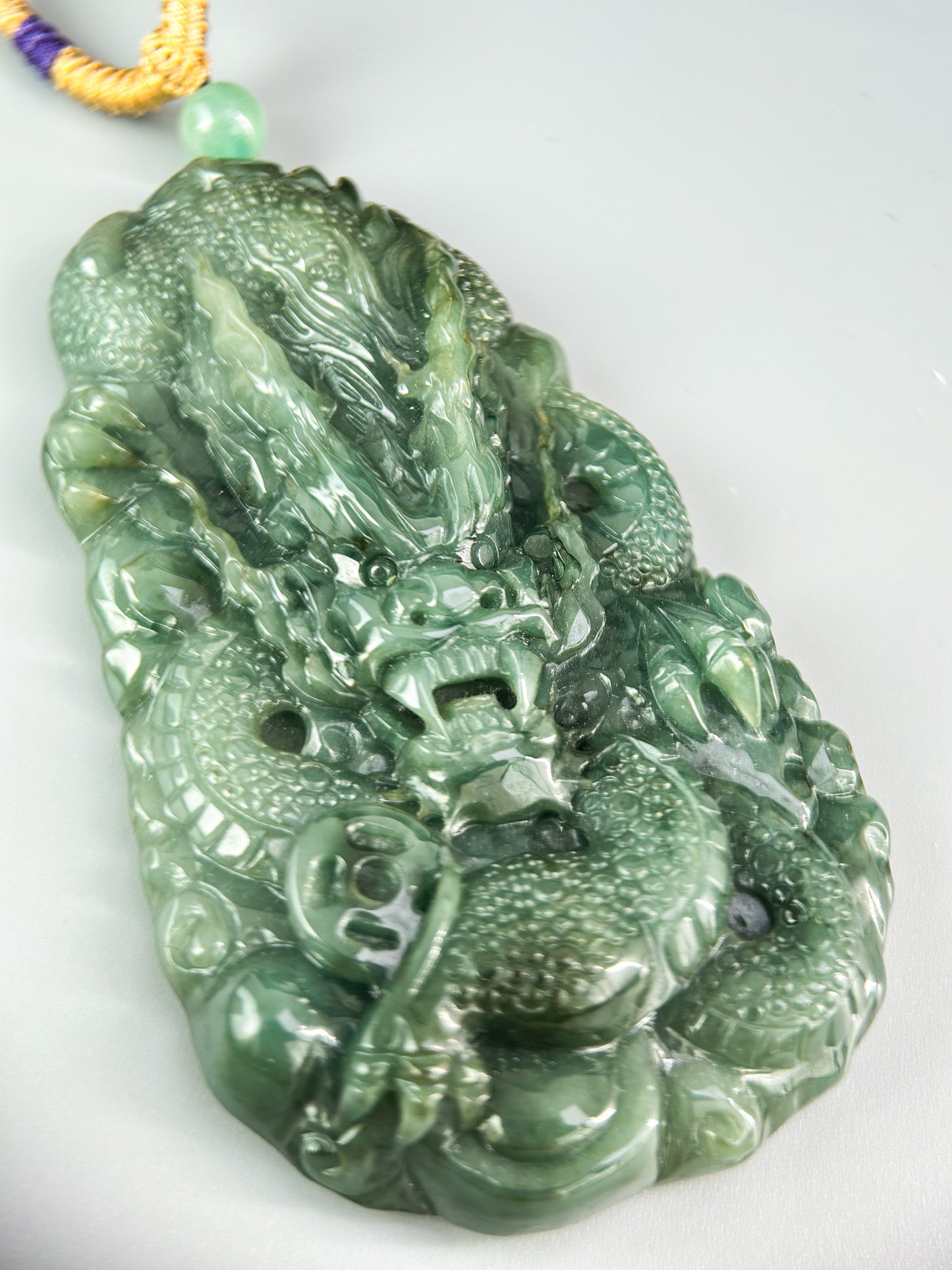Genuine Jadeite Jade Green Dragon Pendant Necklace