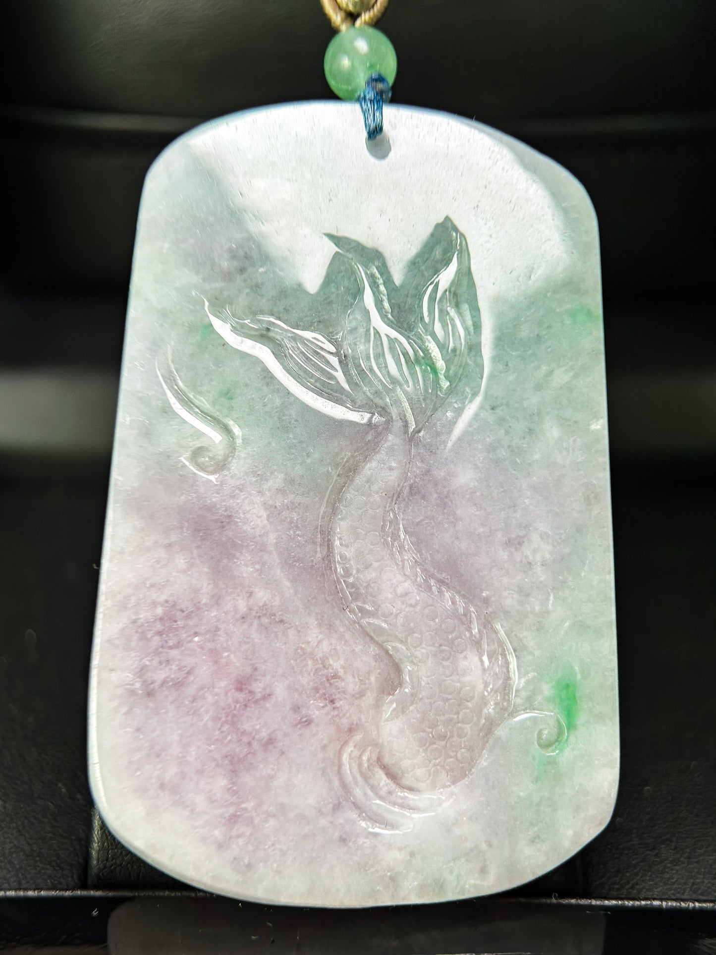 Genuine Jadeite Jade Spring Dragon Pendant Necklace