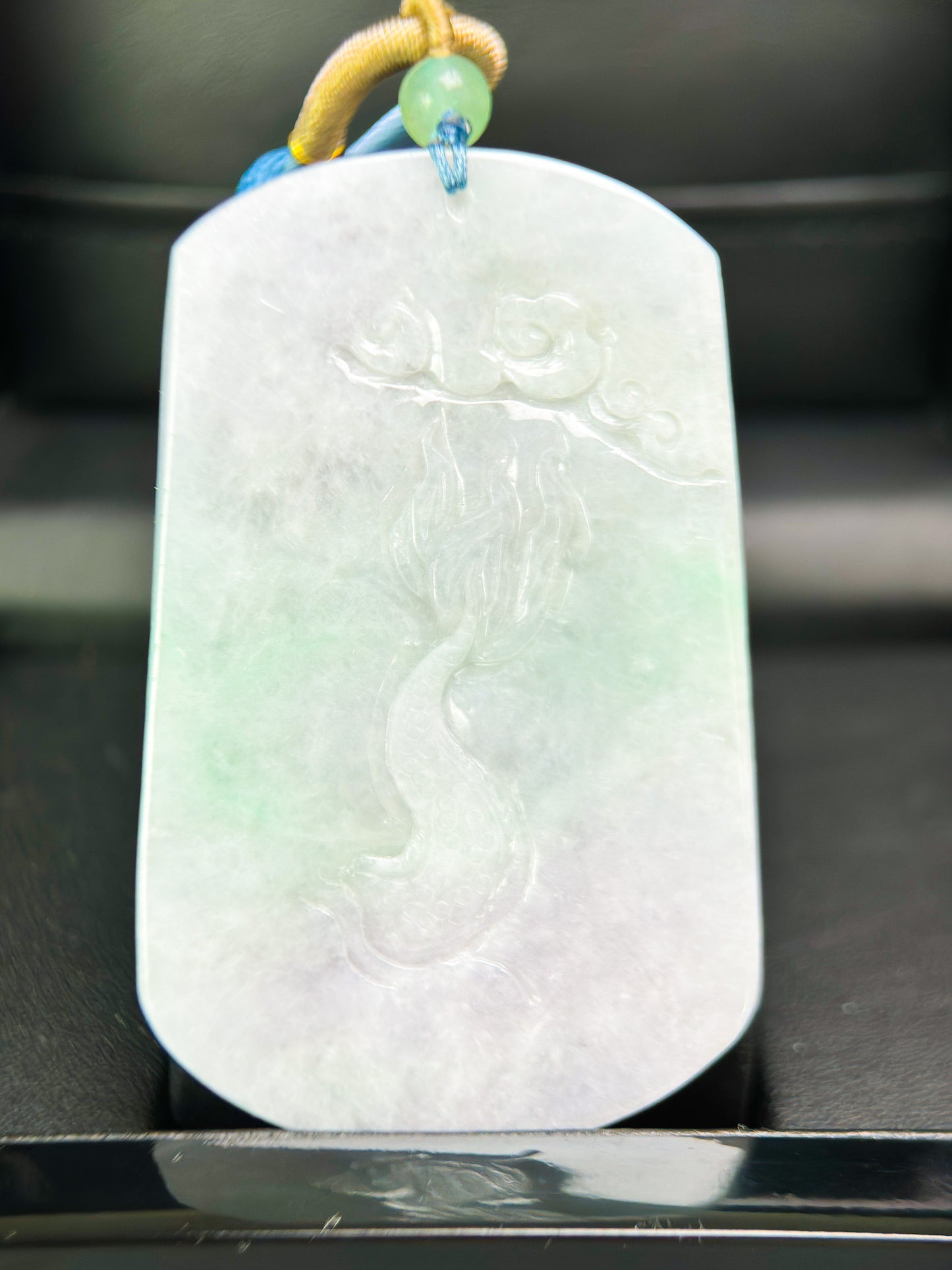 GENUINE JADEITE JADE SPRING DRAGON PENDANT NECKLACE