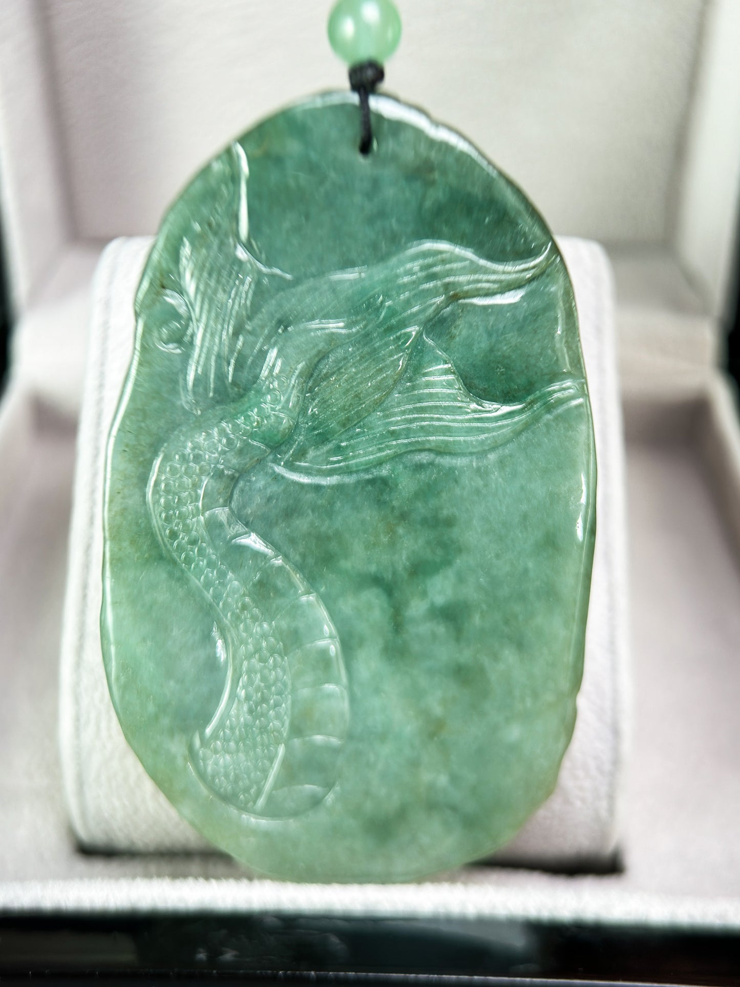 Genuine Jadeite Jade Green Dragon Pendant Necklace