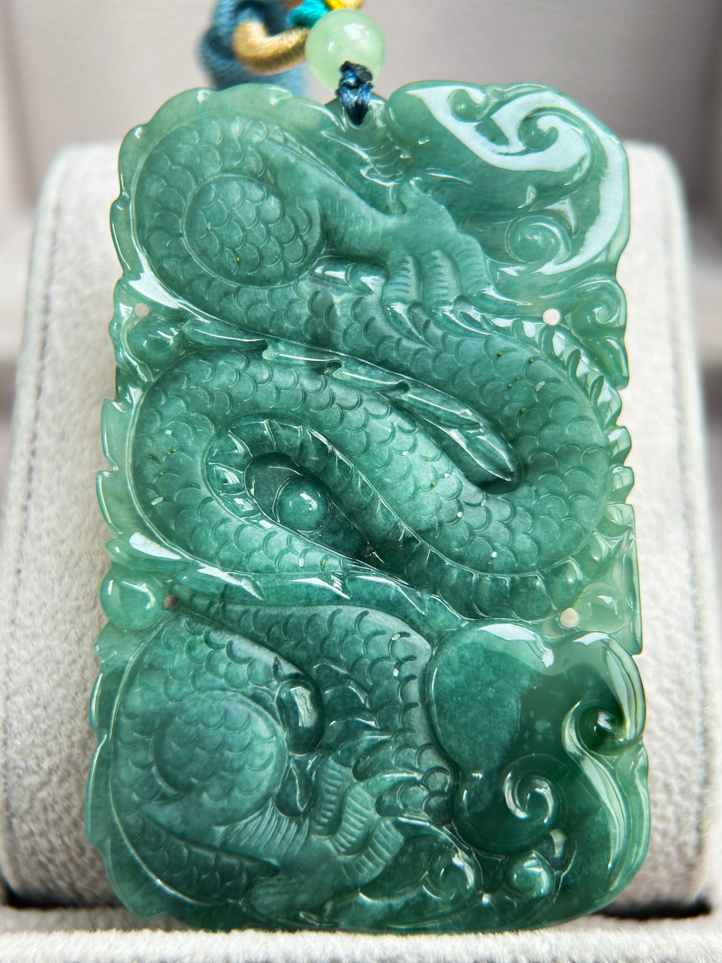 Genuine Green God of War/Dragon Jadeite Jade Pendant