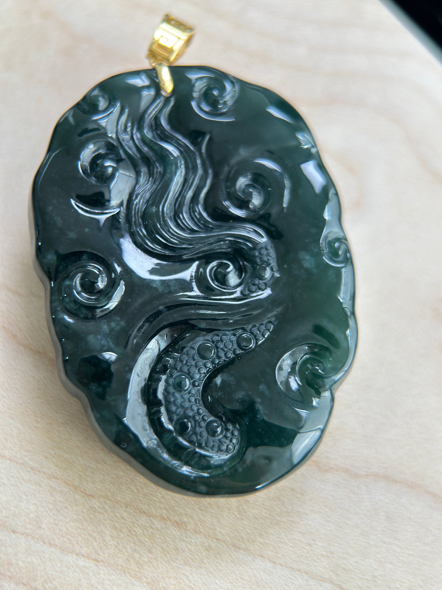 Genuine Jadeite Jade Dragon Pendant Necklace
