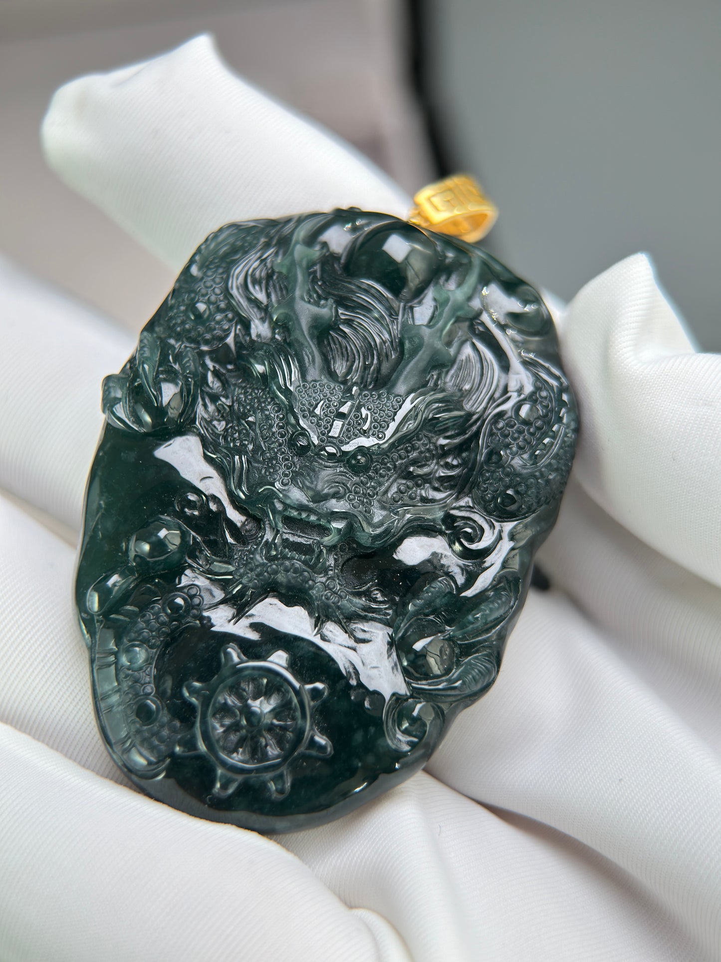 Genuine Jadeite Jade Dragon Pendant Necklace
