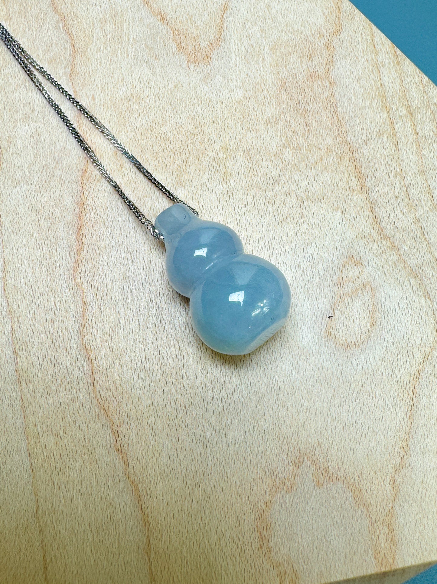 "Lucky Gourd HuLu" Genuine Icy Lavender Jadeite Bottle Gourd Pendant Necklace