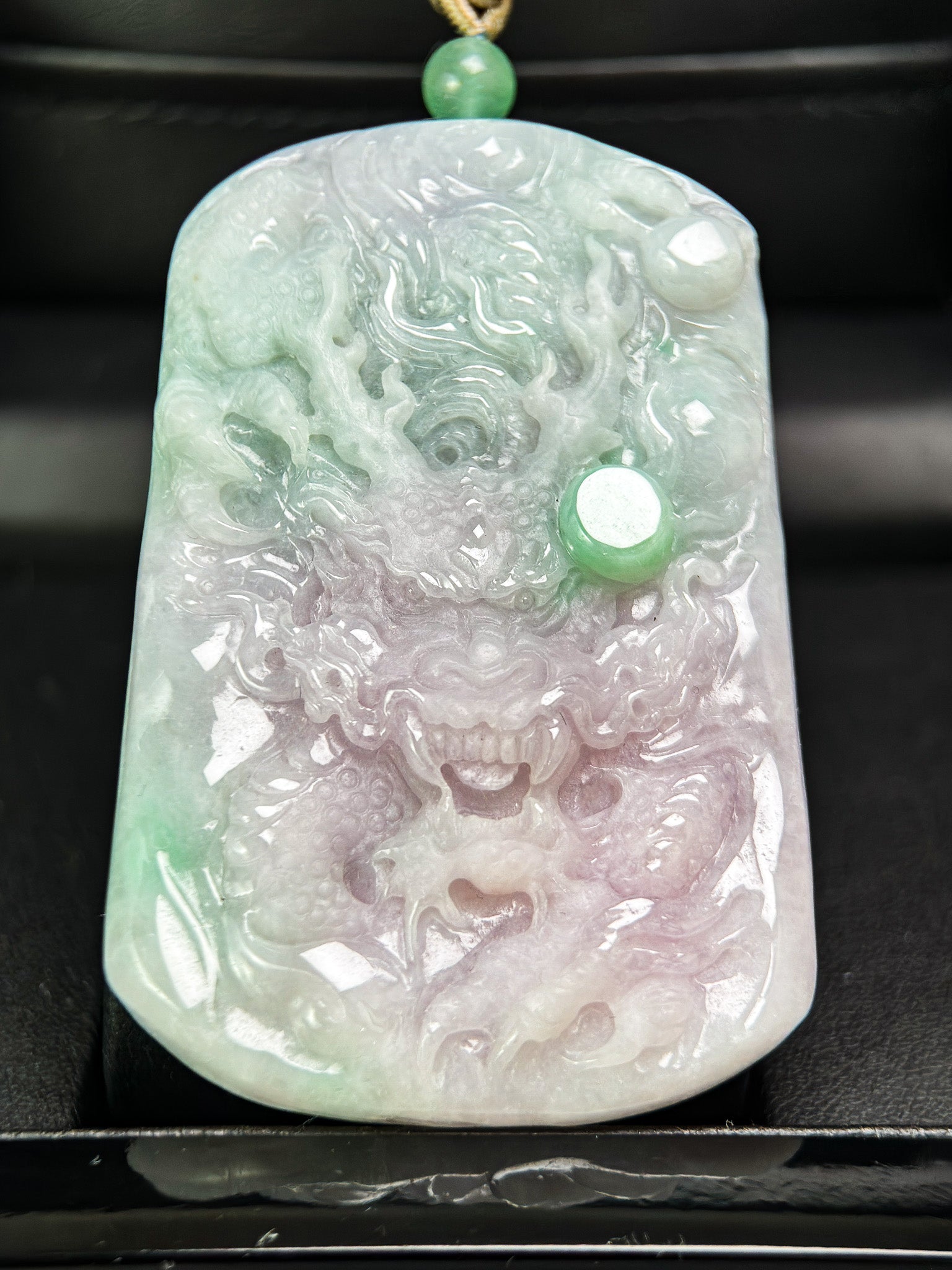 Genuine Jadeite Jade Spring Dragon Pendant Necklace