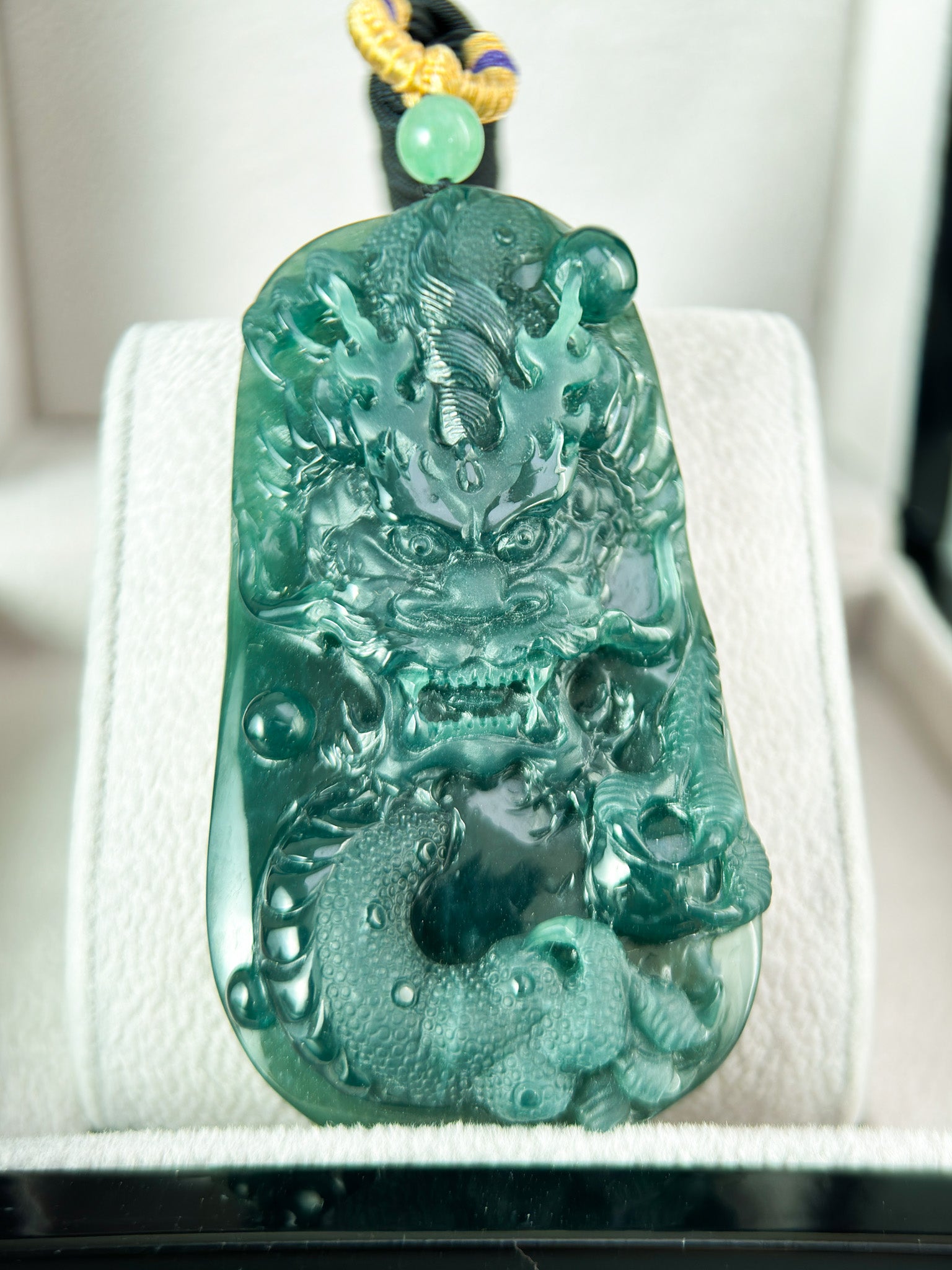 Genuine Jadeite Jade Dragon Pendant Necklace