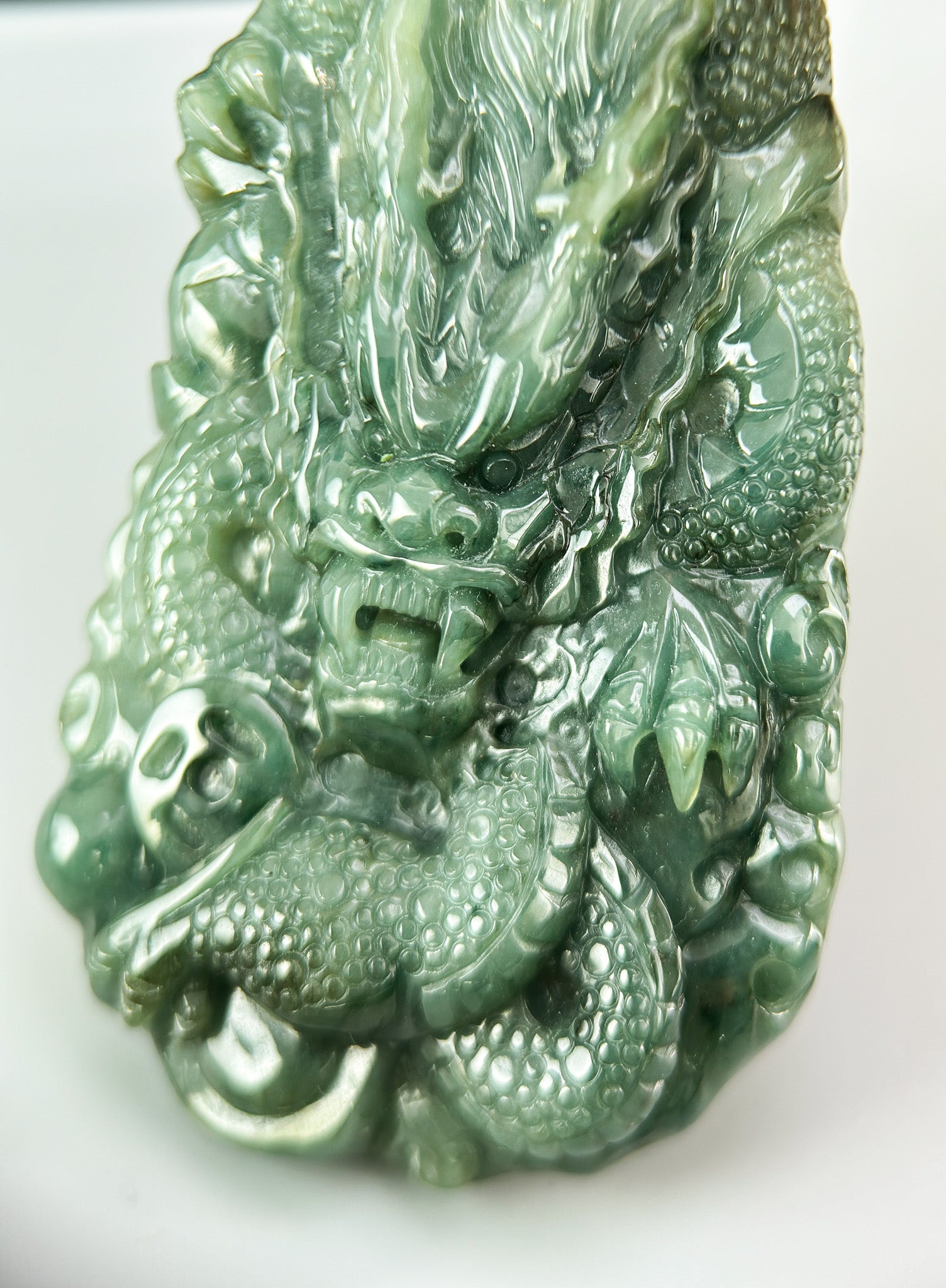 Genuine Jadeite Jade Green Dragon Pendant Necklace