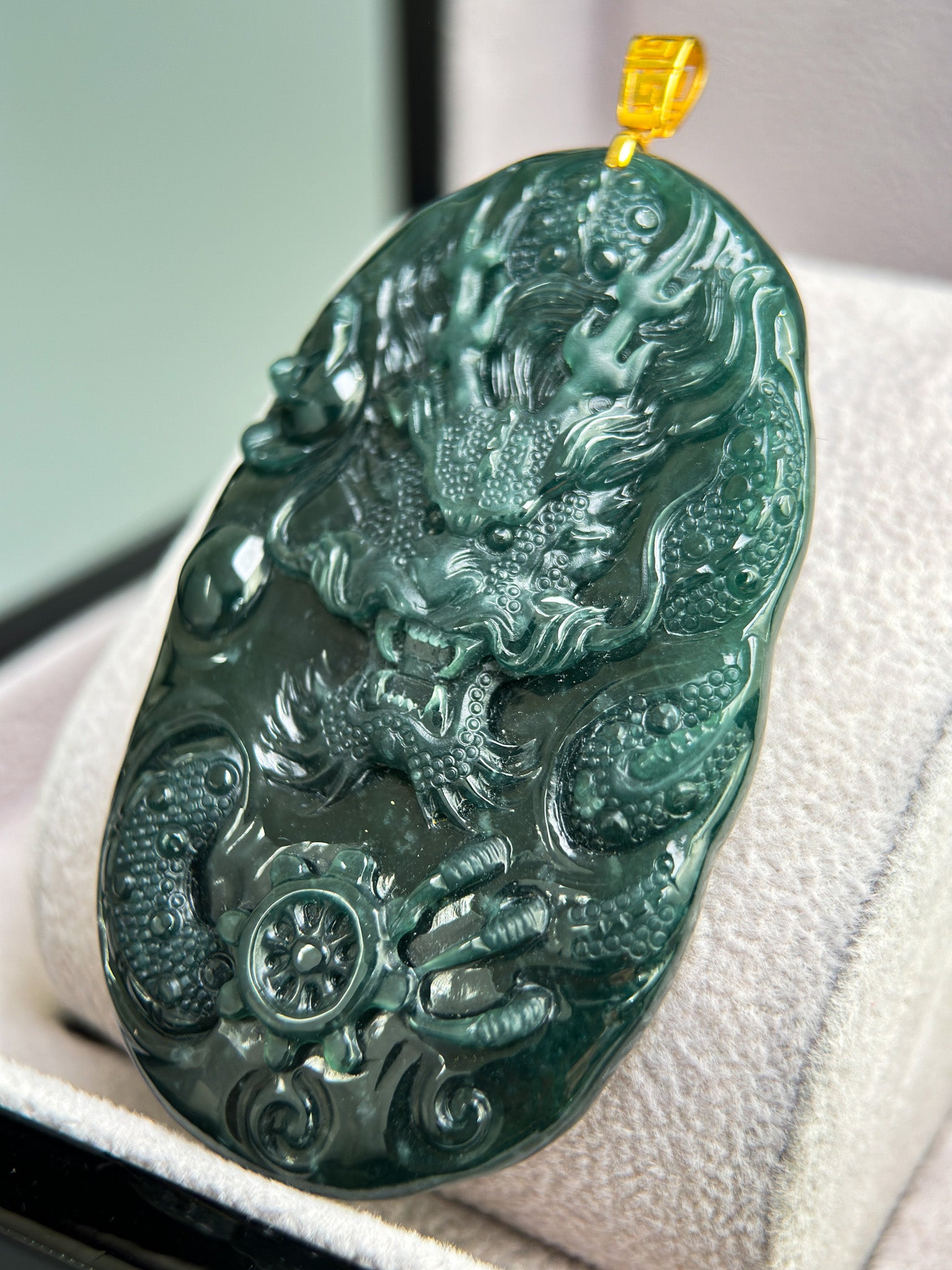 Genuine Jadeite Jade Dragon Pendant Necklace