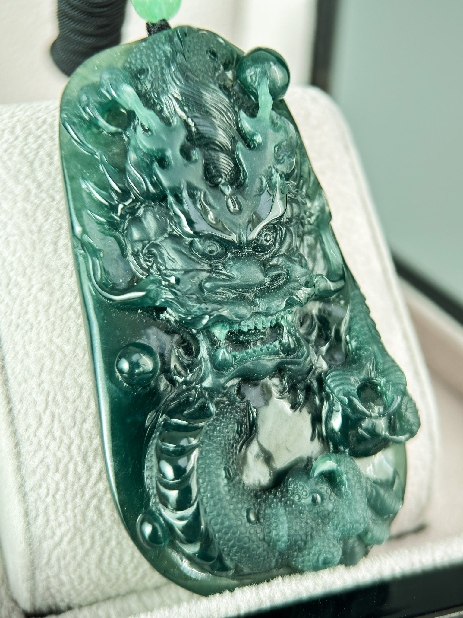 Genuine Jadeite Jade Dragon Pendant Necklace