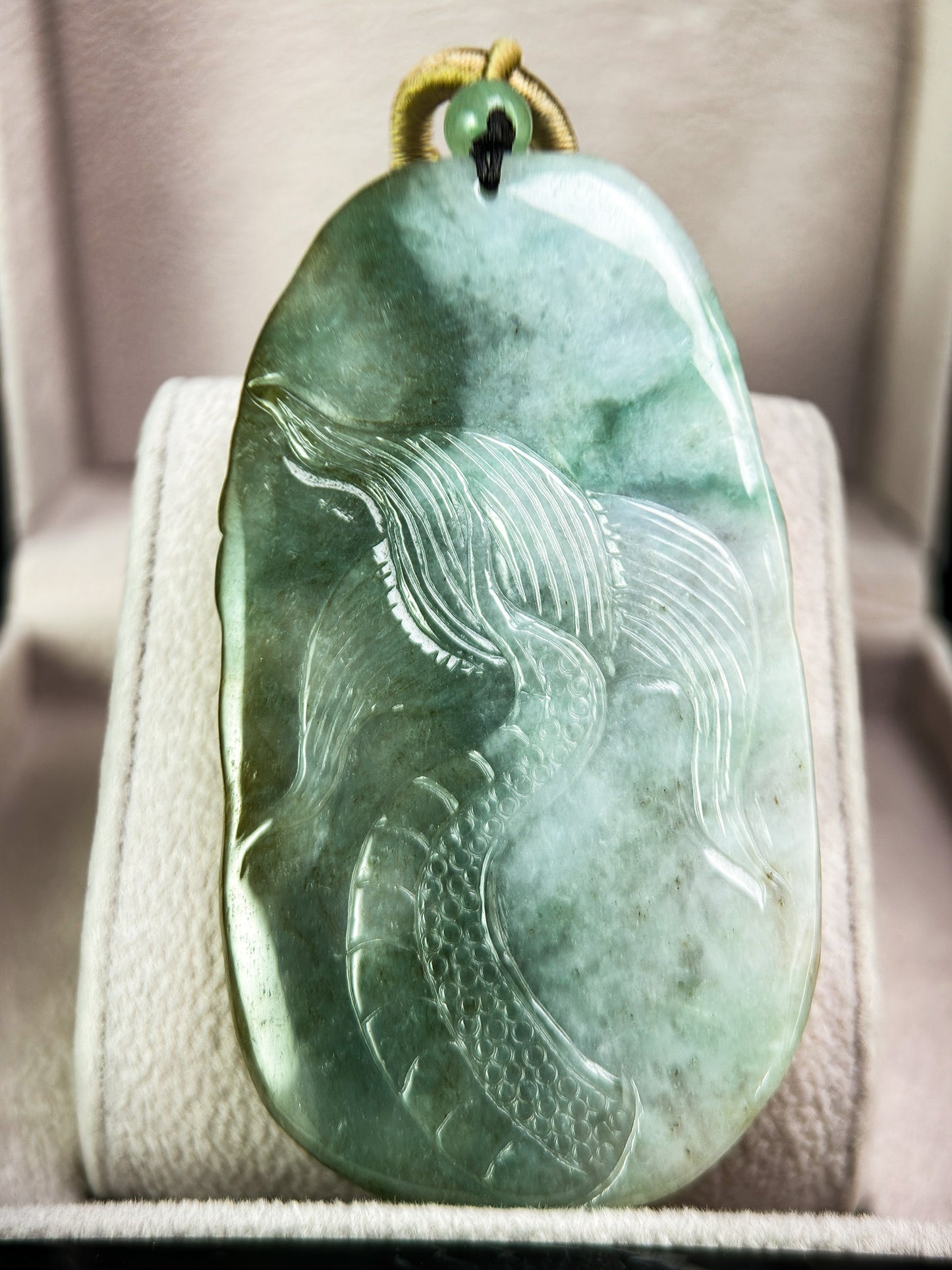 Genuine Jadeite Jade Green Dragon Pendant Necklace