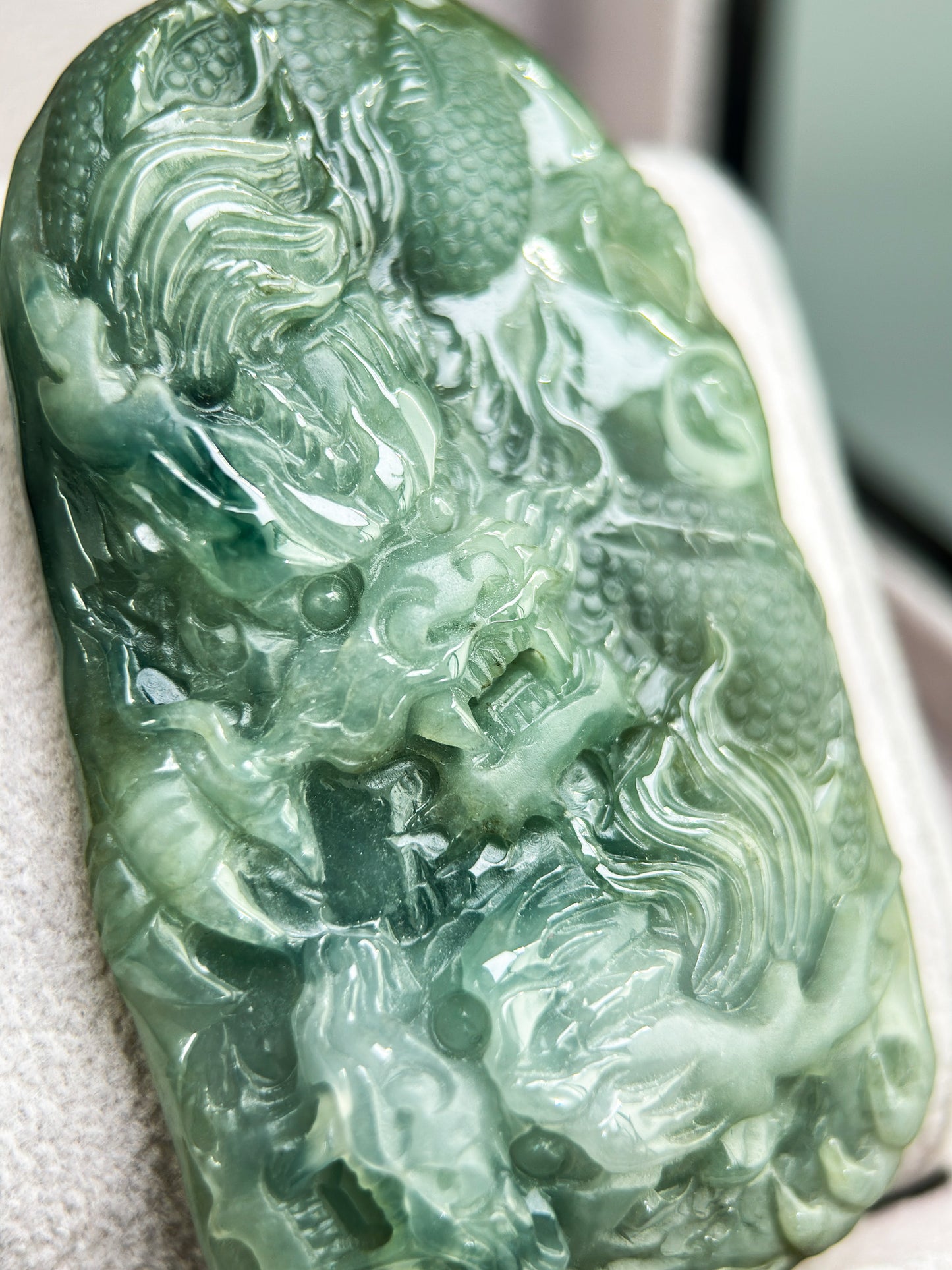 Genuine Jadeite Jade Green Dragon Pendant Necklace