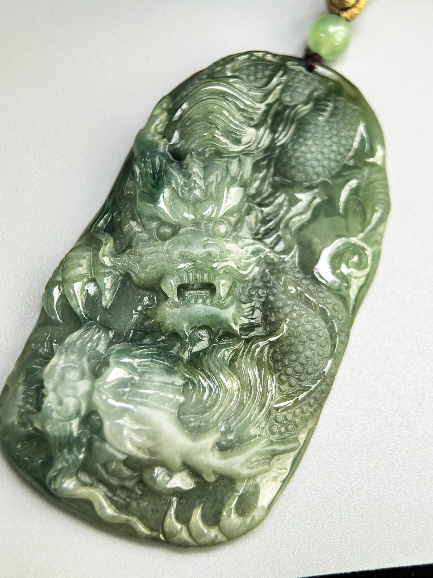 Genuine Jadeite Jade Green Dragon Pendant Necklace
