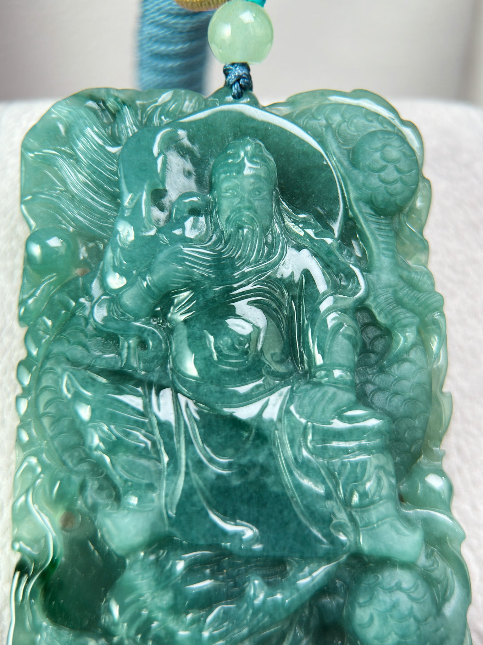 Genuine Green God of War/Dragon Jadeite Jade Pendant