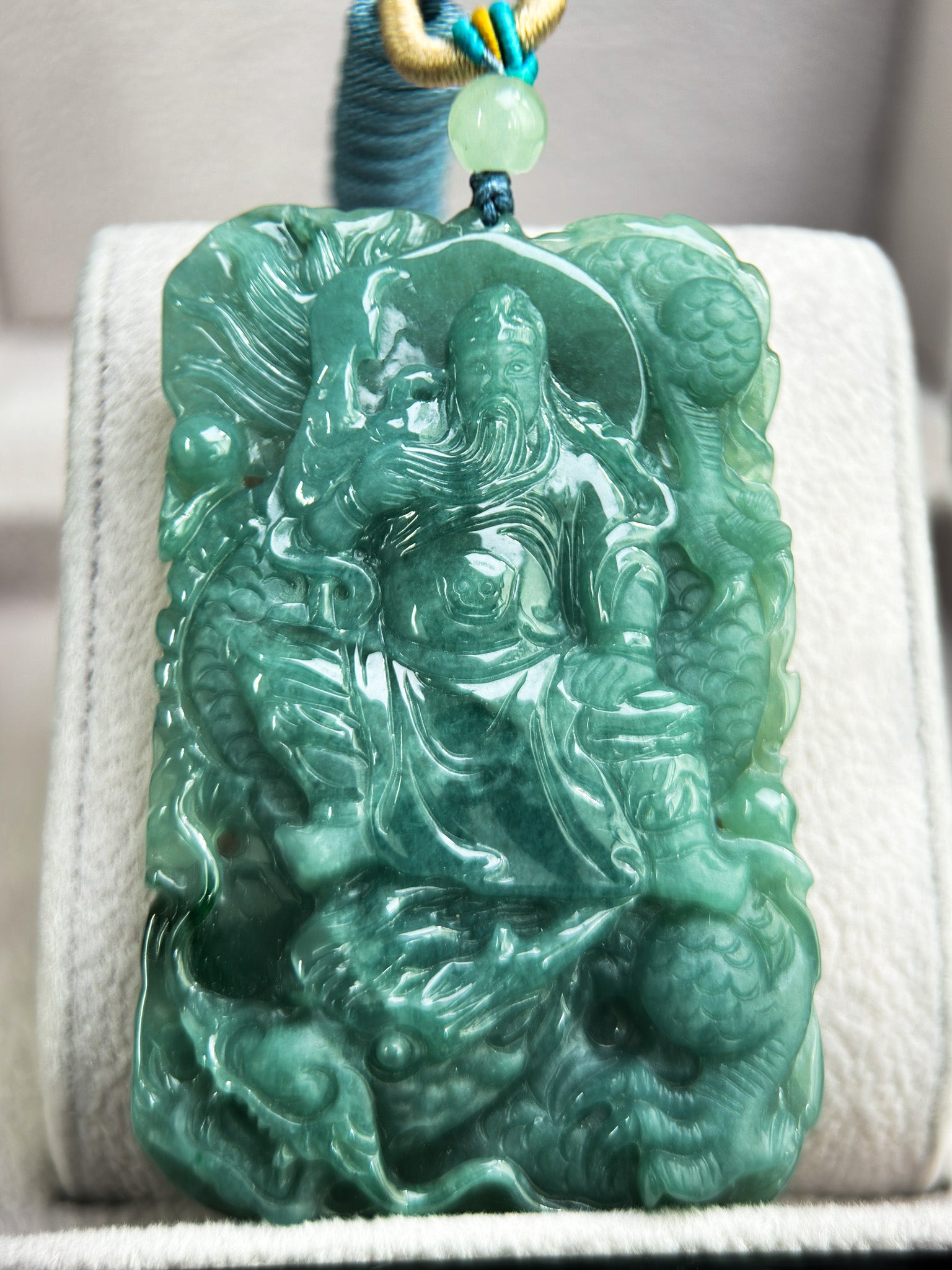 Genuine Green God of War/Dragon Jadeite Jade Pendant