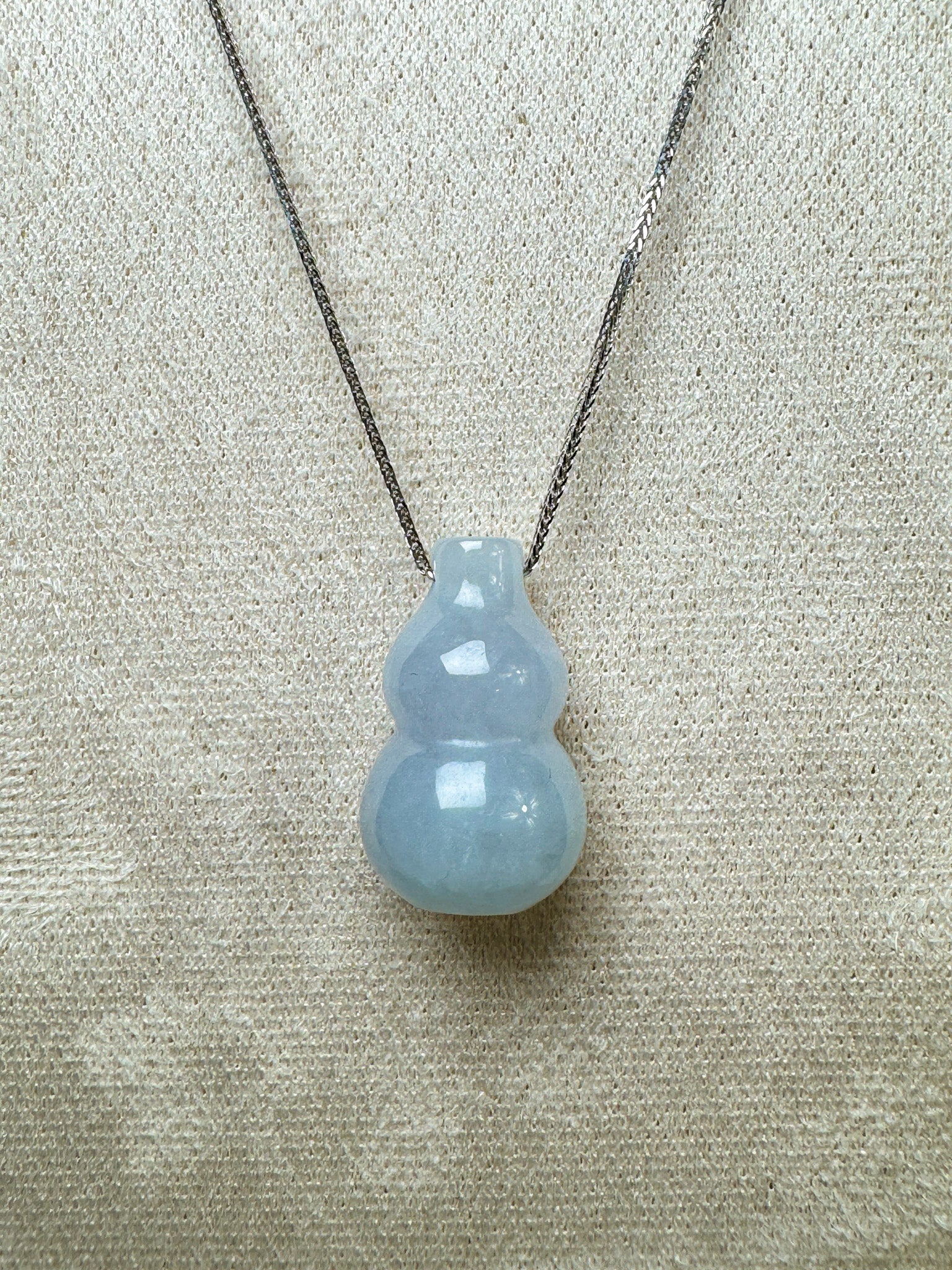 "Lucky Gourd HuLu" Genuine Icy Lavender Jadeite Bottle Gourd Pendant Necklace